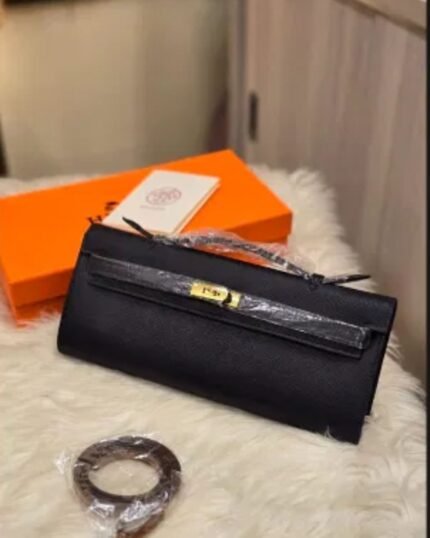 Structured Envelope Clutch with Turn-Lock Handle Strap