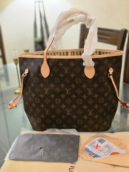 Monogram Print Tote Bag with Leather Trim & Pouch
